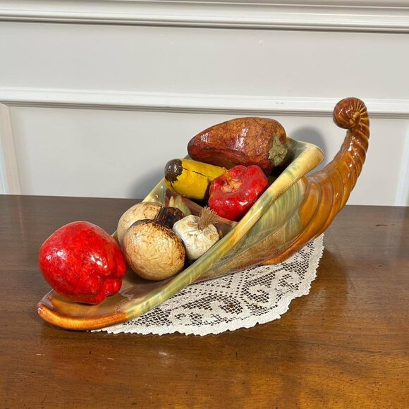 MCM ceramic Cornucopia Horn of Plenty divided 18” centerpiece - Picture 1 of 10